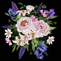 Vector illustration of a bouquet of summer flowers Royalty Free Stock Photo